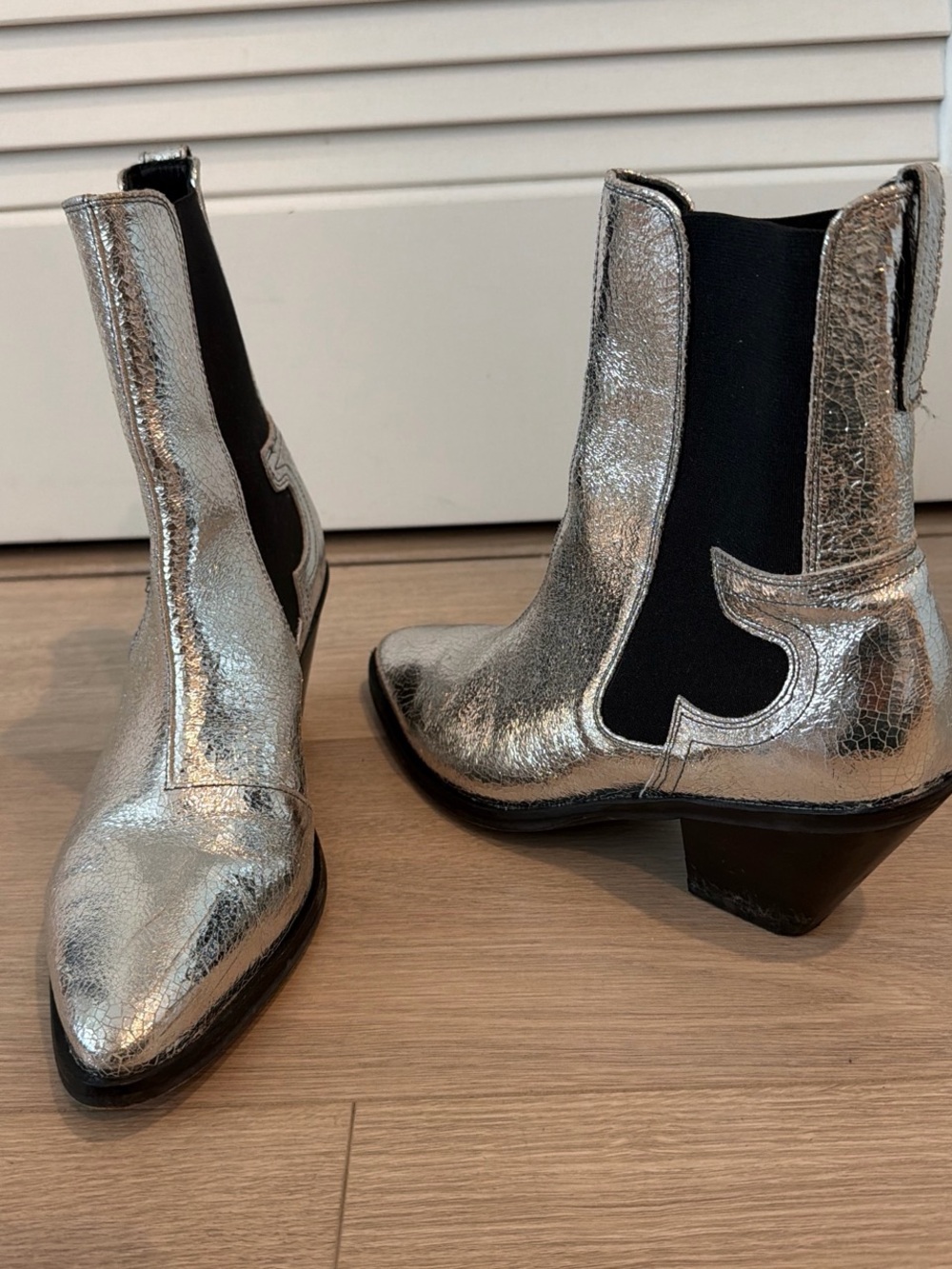 Allsaints Metallic Silver Chelsea Western Ankle Boots - Women's - Picture 4 of 6